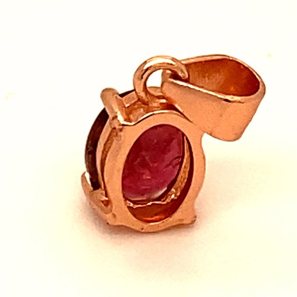 Red Tourmaline .76ct Rose Gold Silver Pendant - Picture 5 of 6